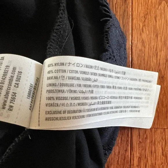 Abercrombie & Fitch Navy Blue Lace Slip Dress with Striped Waist Tie - Picture 8 of 8